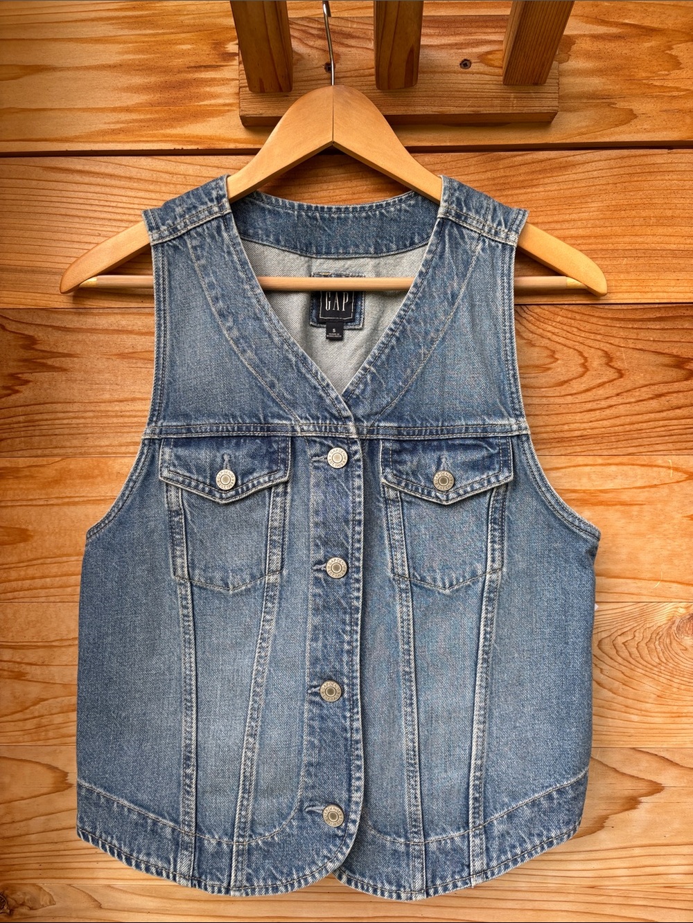 Gap Denim Vest 100% Cotton 90s Y2K Style Button Front – Small